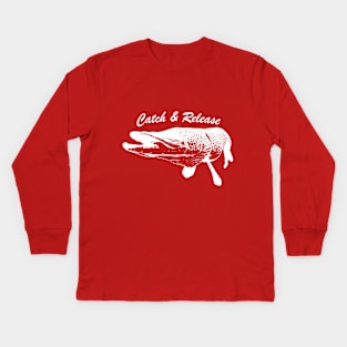 Catch and Release Series, Pike, White color Kids Long Sleeve T-Shirt